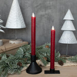 NY213001  9.5In 3D Flame Red Taper Candle-Set of 2