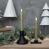 NY213006  7.25In 3D Flame Green Taper Candle-Set of 2