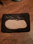 #PCDF12 Primitive Hooked "Cream Pumpkin" Wool Rug ~ Made In USA