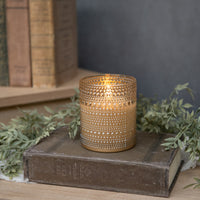 #NY229009 Champagne Dotted Glass 3D Flameless Candle - 4 Inch