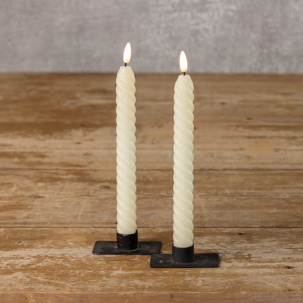 #NY236311 Realistic Twisted Cream  Wax 3D 9.5" Taper Candles - Set of 2