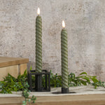 #NY236313 Realistic Twisted Dark Green Wax 3D 9.5" Taper Candles - Set of 2