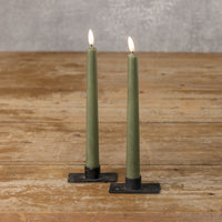 #NY236321 Realistic Dark Green 3D Flame Drop 9.5" Taper Candles - Set of 2