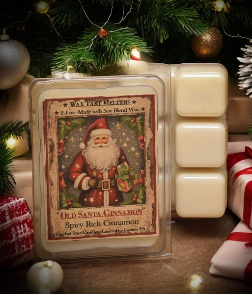 #OLSTTRT06 "Old Santa Cinnamon" Pack of 6 Mini Soy Wax Tarts