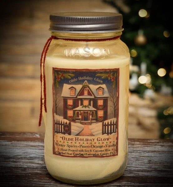 #OHDGMJ24 "Olde Holiday Glow" 24oz Soy Jar Candle