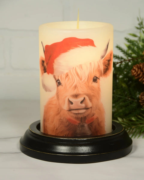 #6VP-BHCC/V "Christmas Highland Cow" Vanilla Wax Candle Sleeve