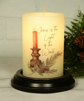 #6VP-JLW/AV - "Jesus Light of The World" -Antique Vanilla Wax Candle Sleeve (MADE IN THE USA)