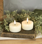 #NY229082  Set of 2 - Oversized 3D Flame Cream Tealight w/ Melting Effect