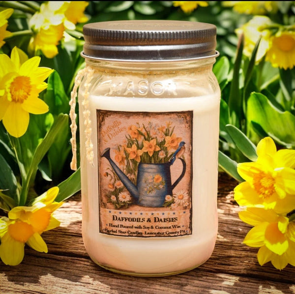 #DDJAR16  Daffodils & Daisies 16oz Soy Wax Jar Candle