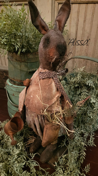 #MA25-AL Primitive "Alissa" Chocolate Brown Bunny by Moses Allen Collection