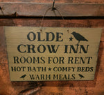 #WHCI-PW Wired Wood "OLDE CROW INN" Sign-Pearwood 9X25 Inch