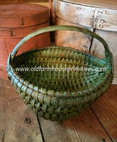 #LMB-2 Primitive Small Waxed "Sage Green" Egg Basket MADE IN THE USA!