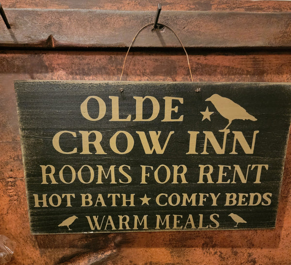 WHCI-BL  Wired Wood "OLDE CROW INN" Sign-Black 9X25 Inch