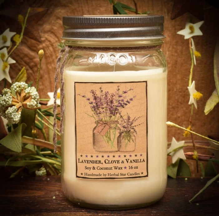 #HSCLCV16 Lavender, Clove & Vanilla 16oz Jar Candle – Old Farmhouse ...